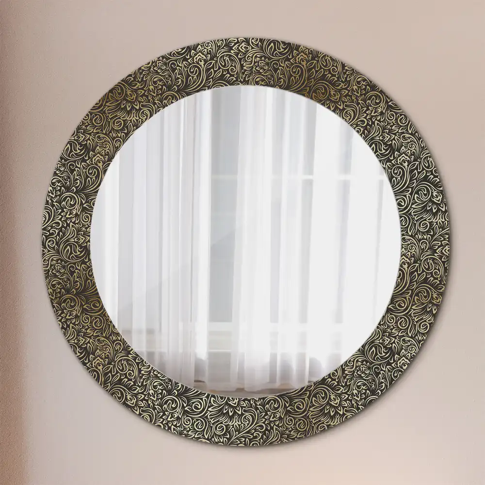 Kulaté dekorační zrcadlo na zeď květinový ornament