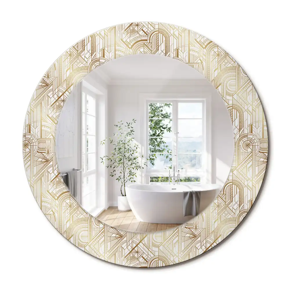 Kulaté dekorační zrcadlo na zeď uspořádání art deco