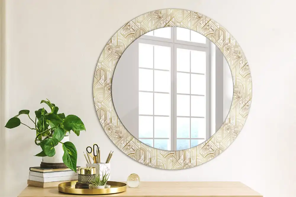Kulaté dekorační zrcadlo na zeď uspořádání art deco