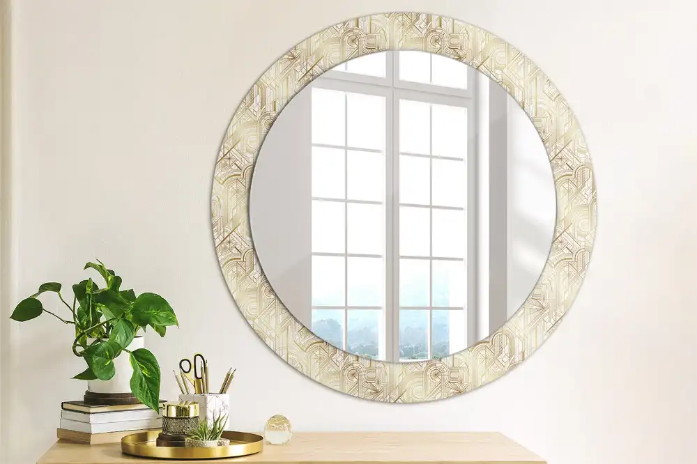 Kulaté dekorační zrcadlo na zeď uspořádání art deco