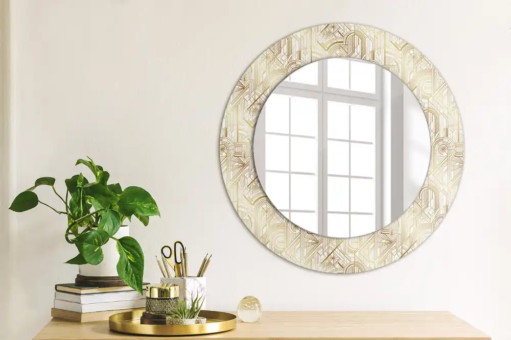 Kulaté dekorační zrcadlo na zeď uspořádání art deco