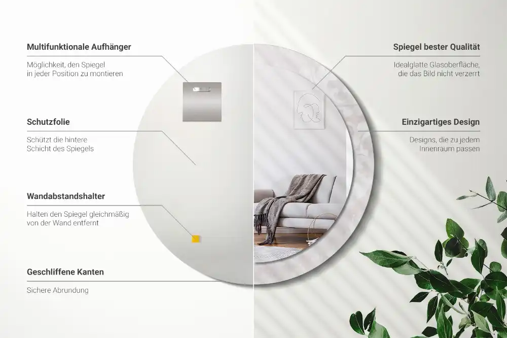 Kulaté dekorační zrcadlo na zeď rokoková textura