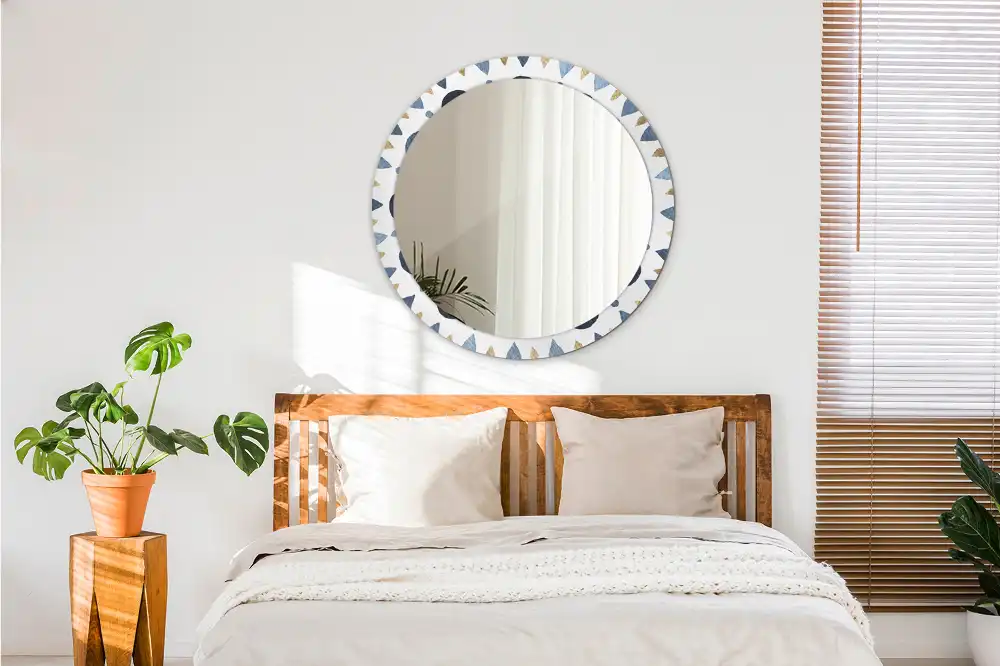 Kulaté zrcadlo tištěný rám měsíční mandala