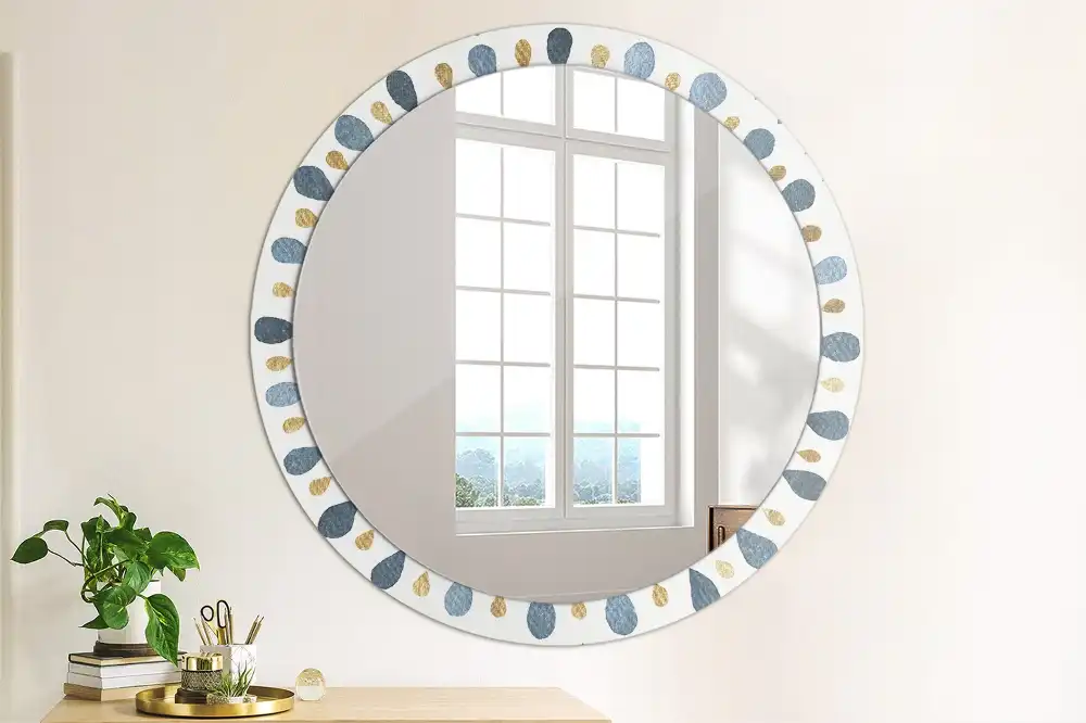 Kulaté zrcadlo tištěný rám měsíční mandala