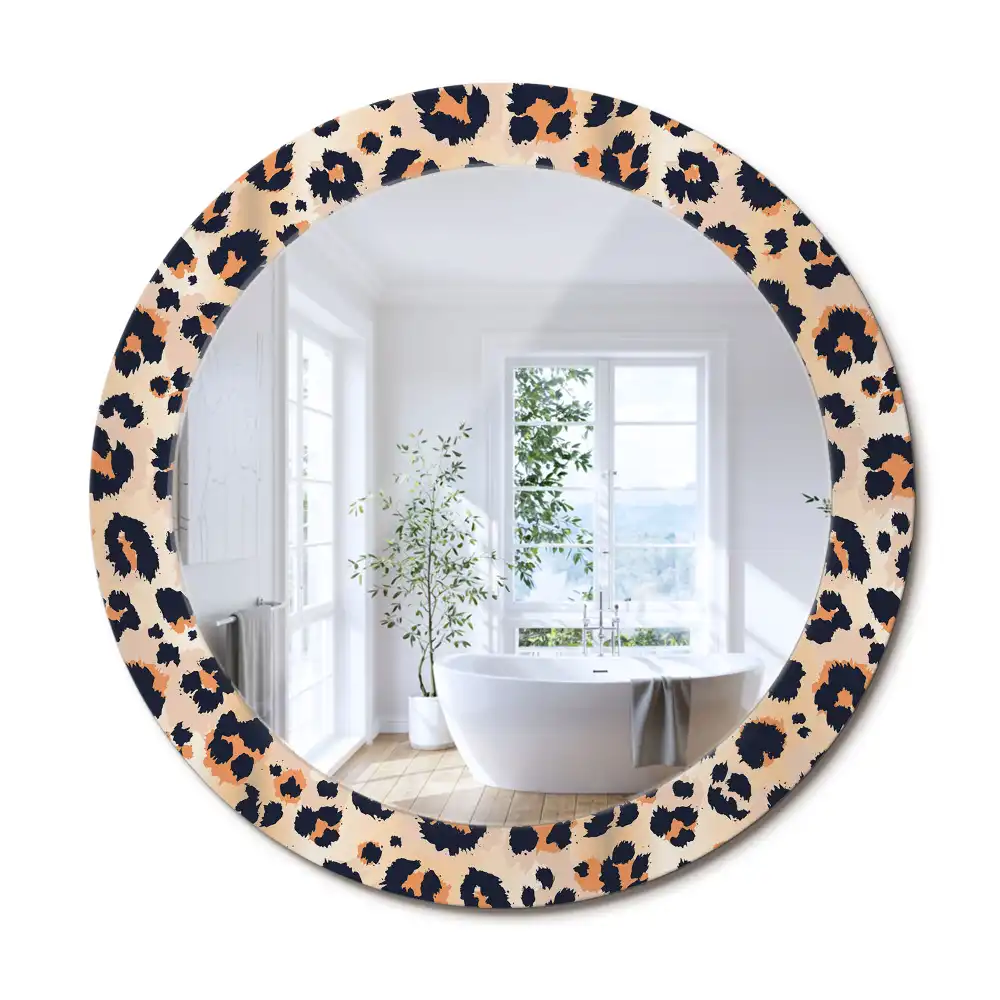 Kuláté dekorativní zrcadlo s leopardím vzorem