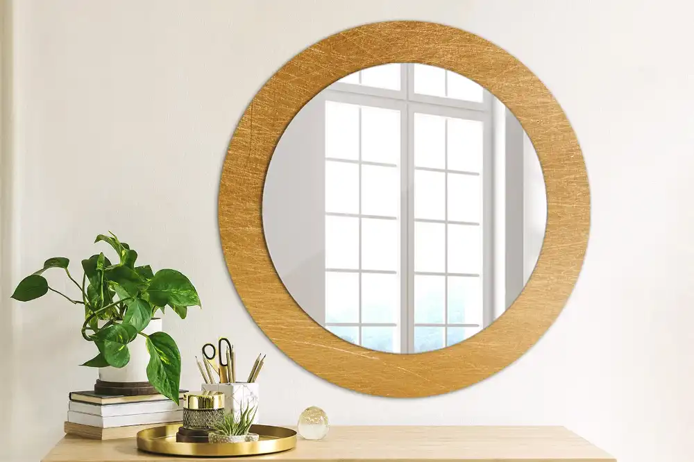 Kulaté zrcadlo tištěný rám styl loft vintage