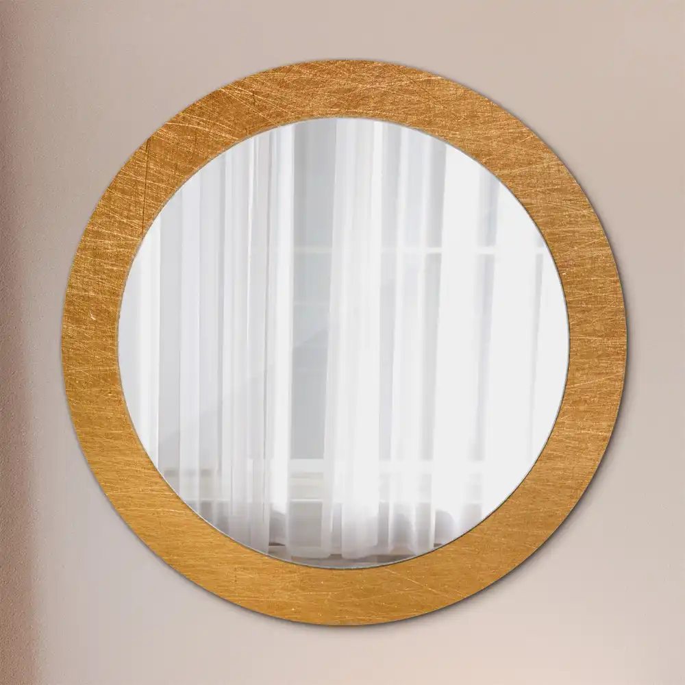 Kulaté zrcadlo tištěný rám styl loft vintage