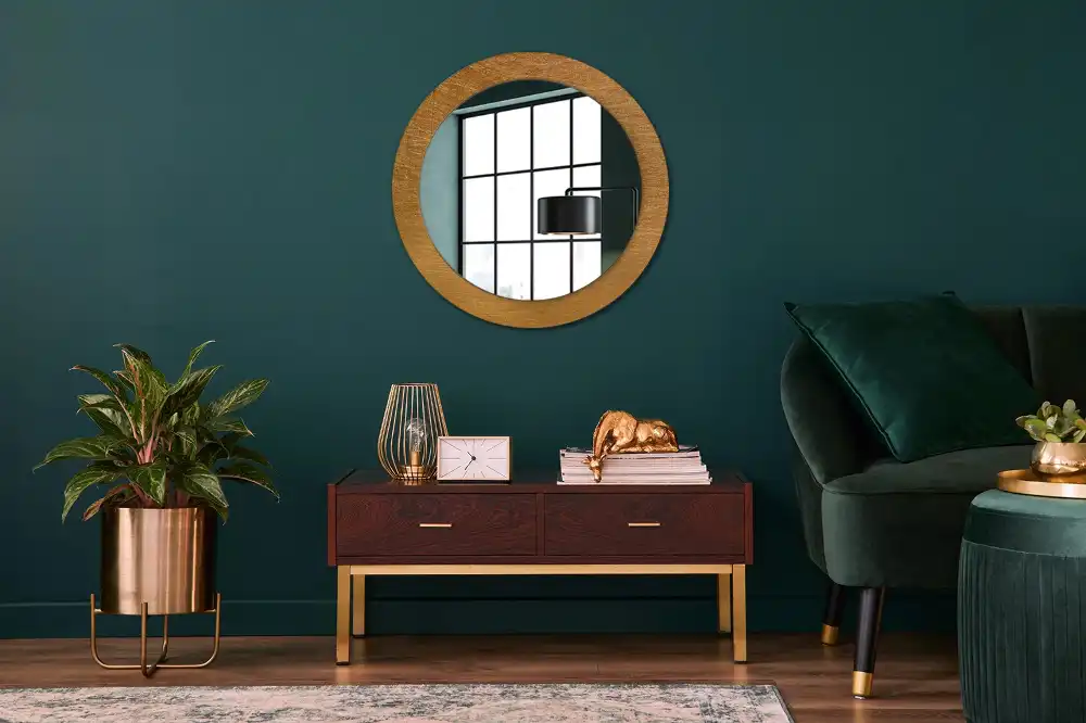 Kulaté zrcadlo tištěný rám styl loft vintage