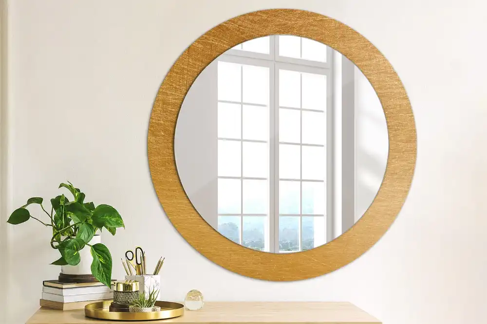 Kulaté zrcadlo tištěný rám styl loft vintage