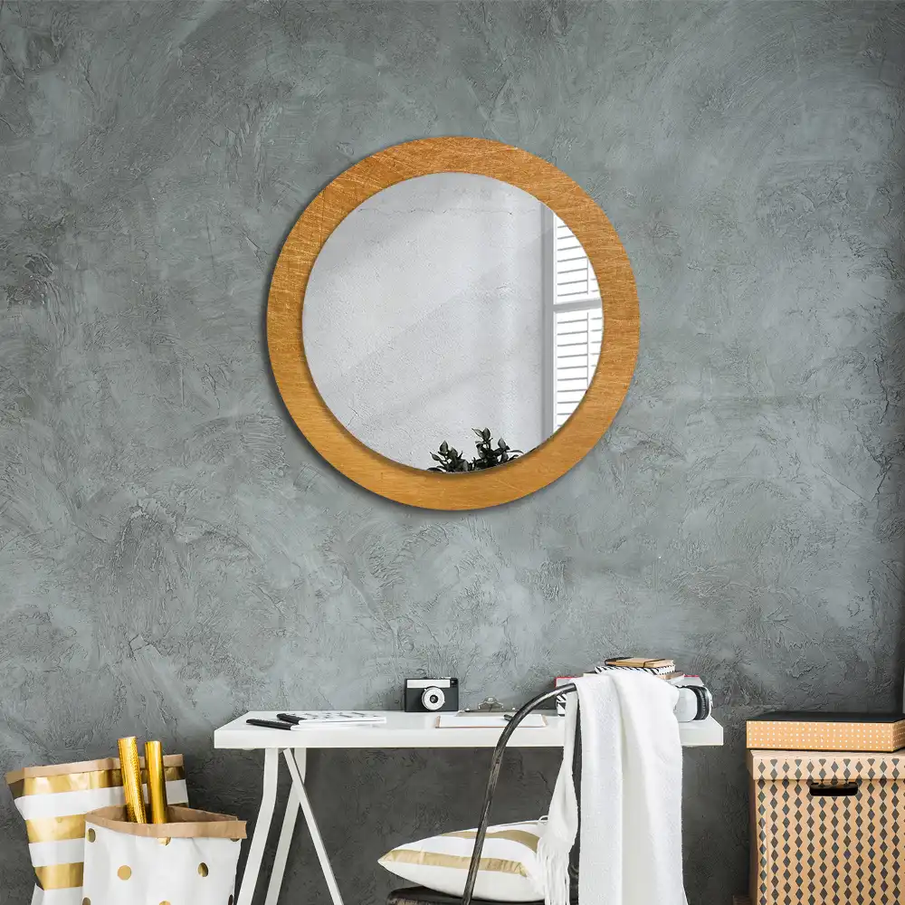 Kulaté zrcadlo tištěný rám styl loft vintage