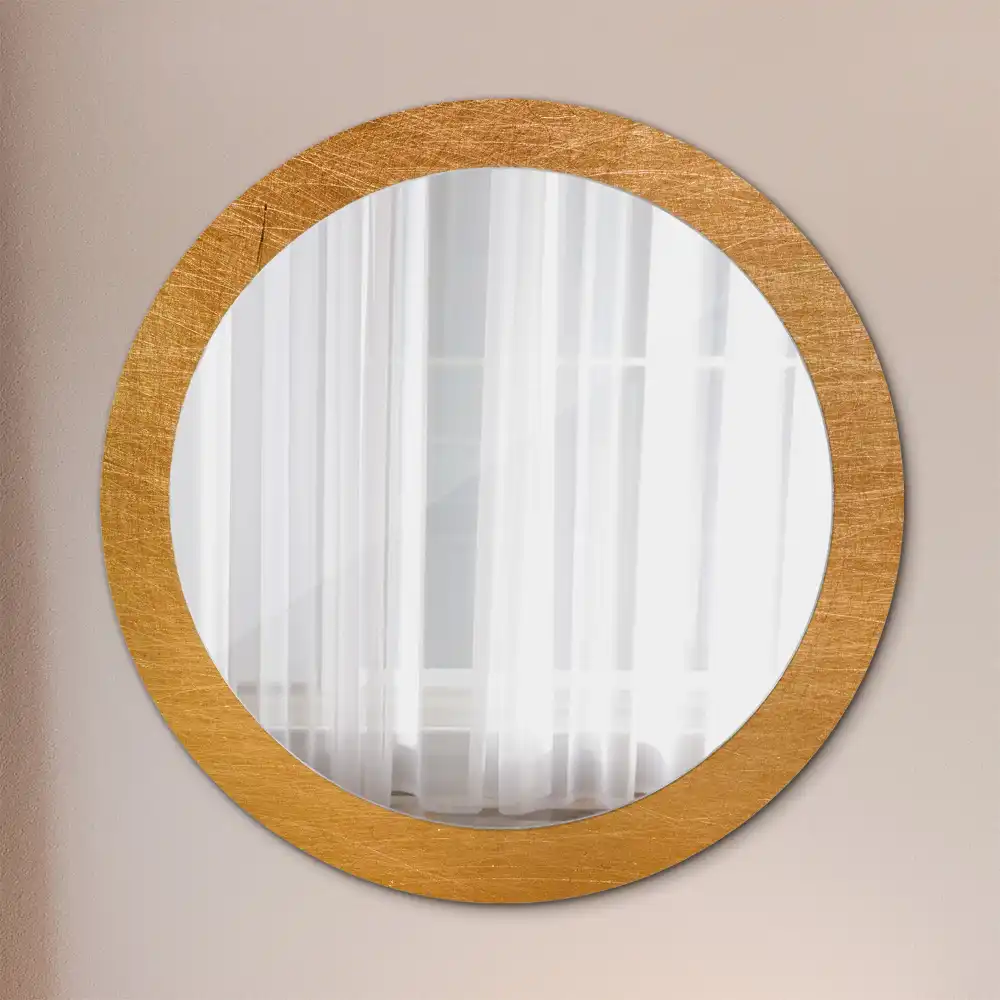 Kulaté zrcadlo tištěný rám styl loft vintage