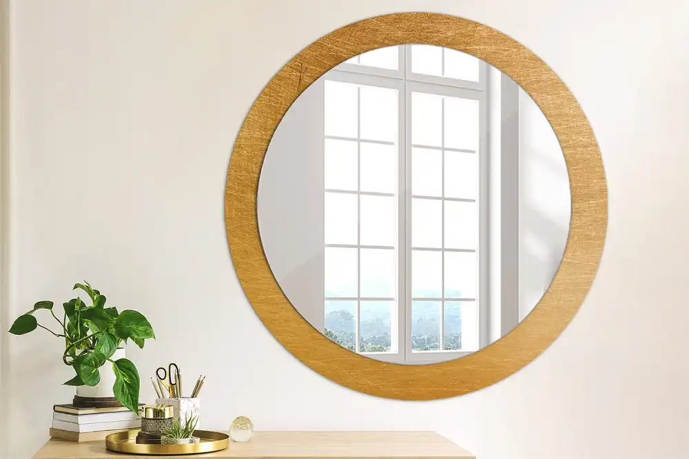 Kulaté zrcadlo tištěný rám styl loft vintage