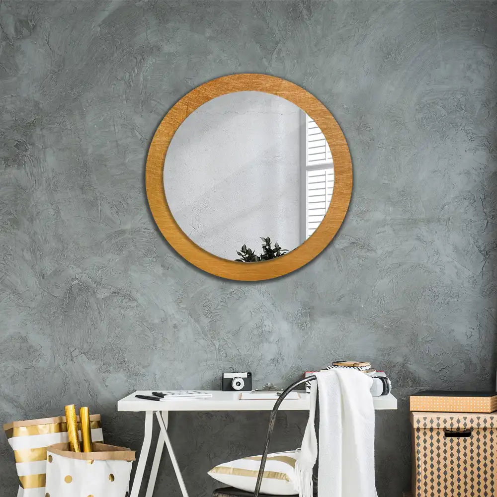 Kulaté zrcadlo tištěný rám styl loft vintage