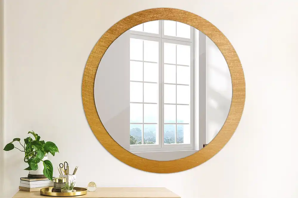 Kulaté zrcadlo tištěný rám styl loft vintage