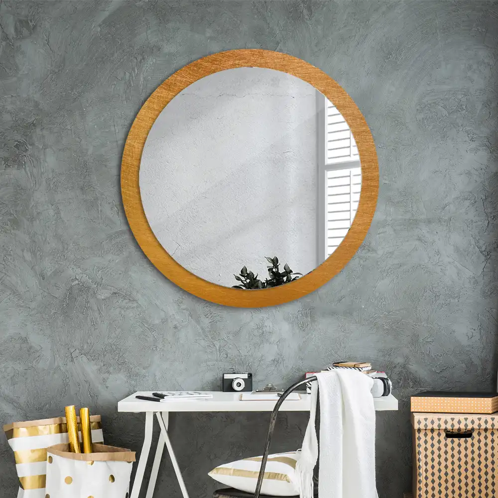 Kulaté zrcadlo tištěný rám styl loft vintage
