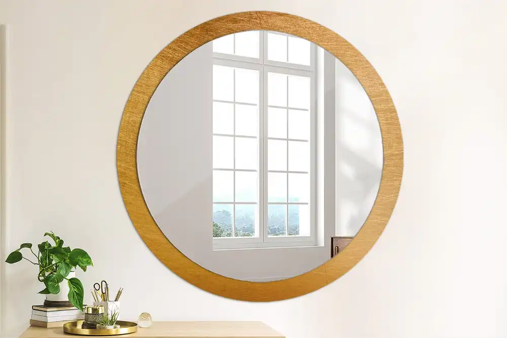 Kulaté zrcadlo tištěný rám styl loft vintage