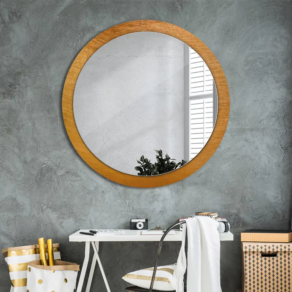 Kulaté zrcadlo tištěný rám styl loft vintage