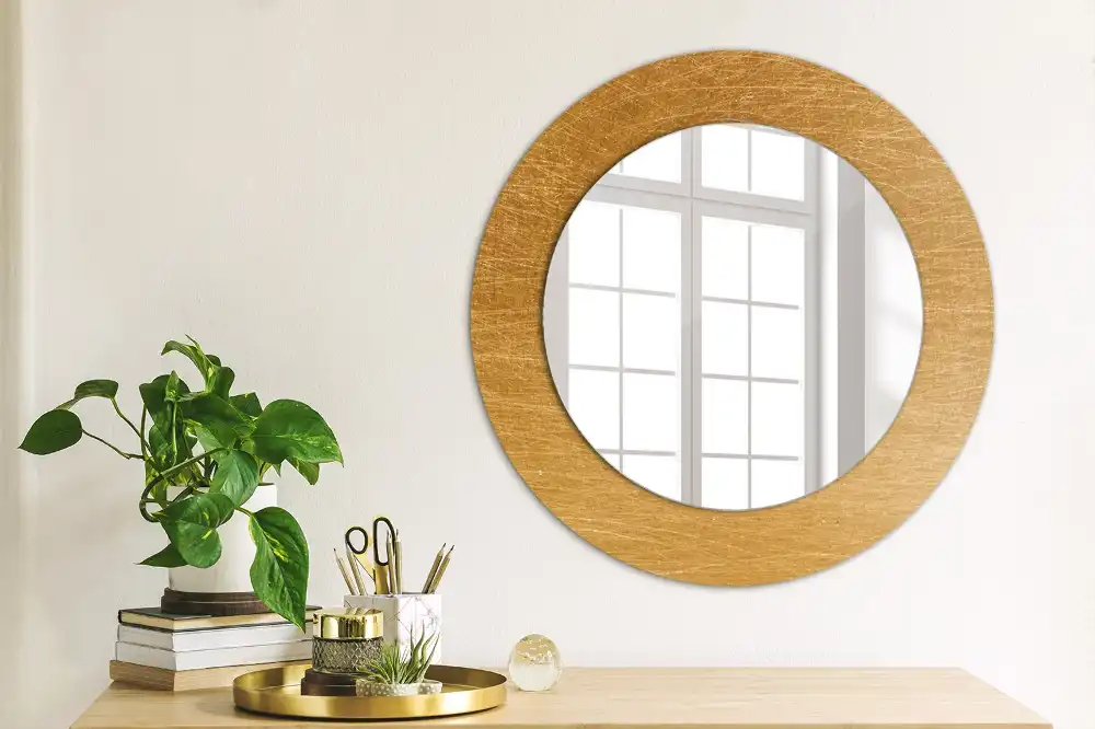 Kulaté zrcadlo tištěný rám styl loft vintage