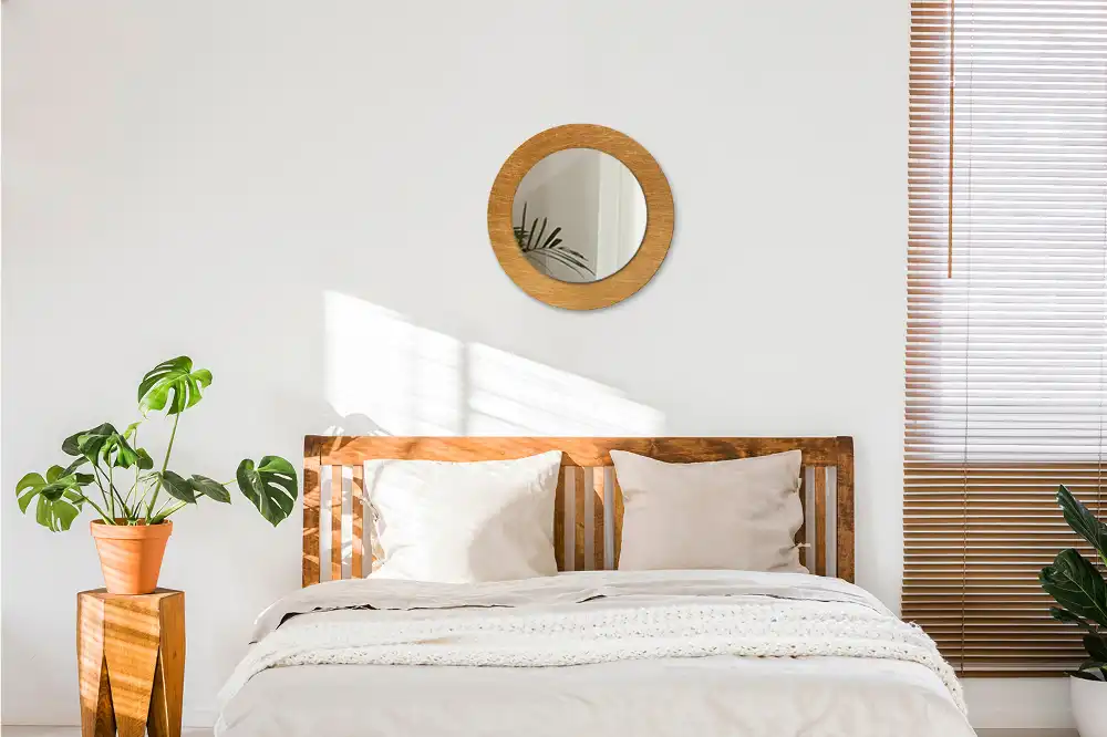 Kulaté zrcadlo tištěný rám styl loft vintage