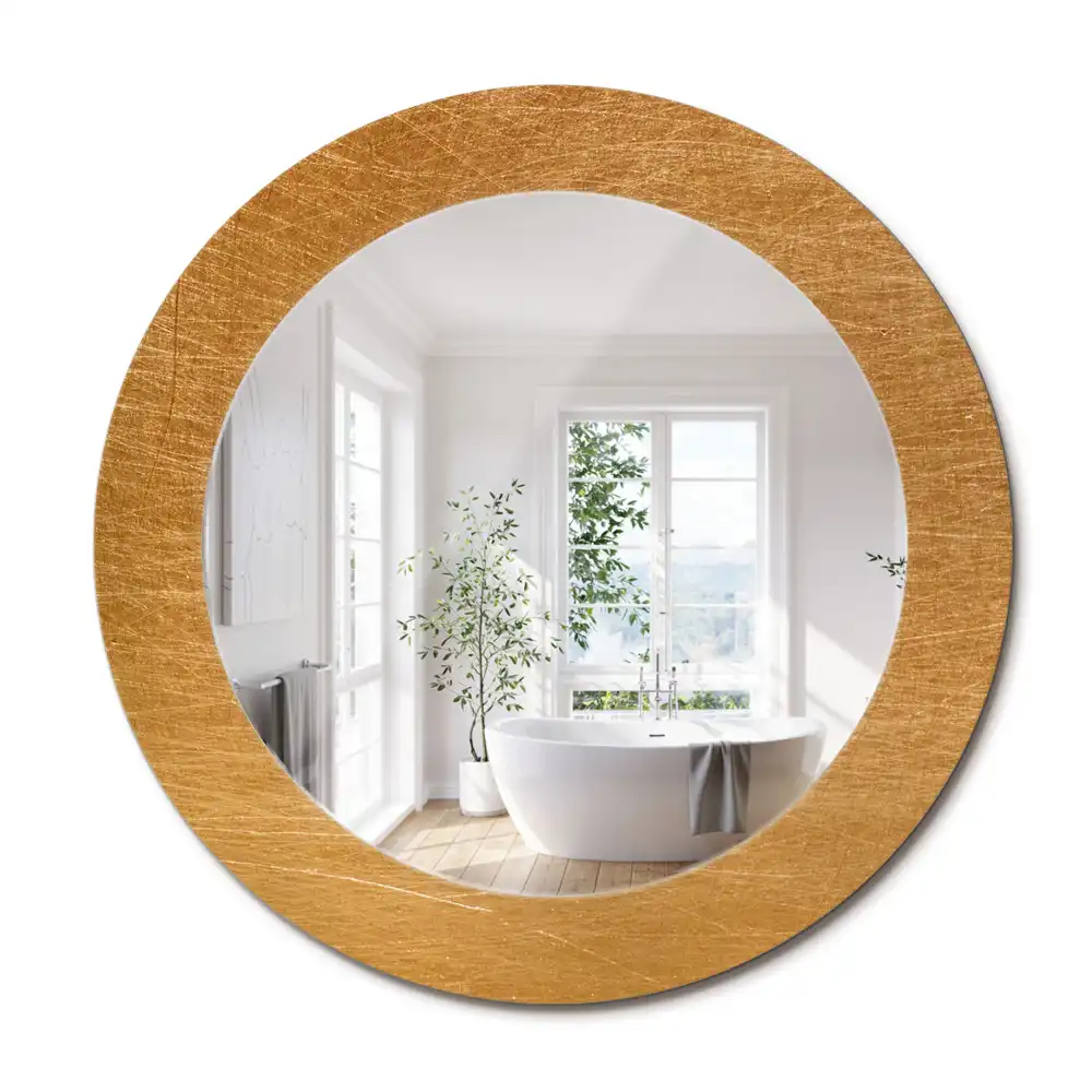 Kulaté zrcadlo tištěný rám styl loft vintage