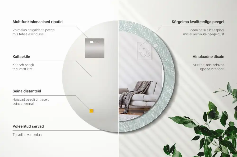 Kulaté zrcadlo tištěný rám hlemýžď na louce
