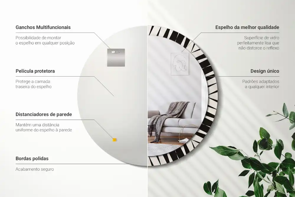 Kulaté dekorační zrcadlo na zeď abstraktní geometrie