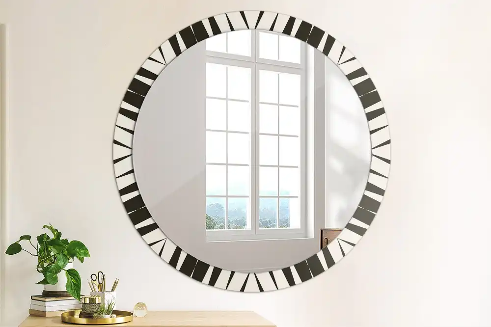 Kulaté dekorační zrcadlo na zeď abstraktní geometrie