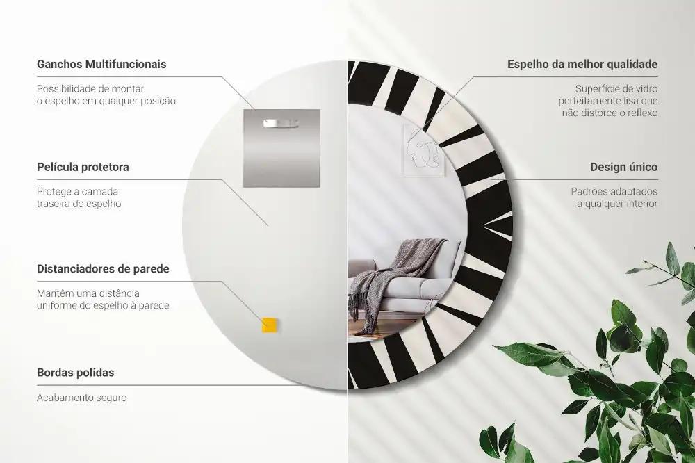 Kulaté dekorační zrcadlo na zeď abstraktní geometrie