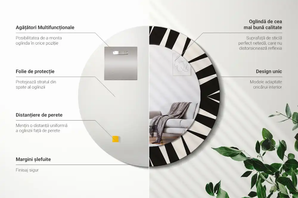 Kulaté dekorační zrcadlo na zeď abstraktní geometrie