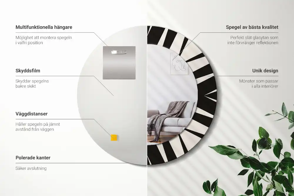 Kulaté dekorační zrcadlo na zeď abstraktní geometrie