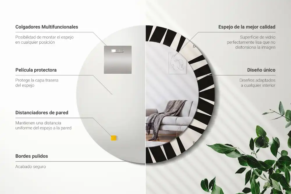Kulaté dekorační zrcadlo na zeď abstraktní geometrie