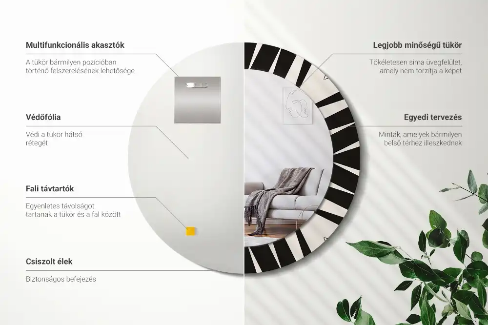 Kulaté dekorační zrcadlo na zeď abstraktní geometrie