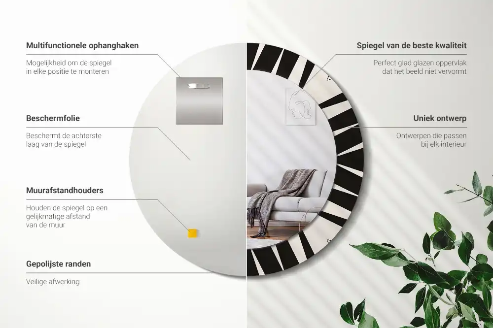 Kulaté dekorační zrcadlo na zeď abstraktní geometrie