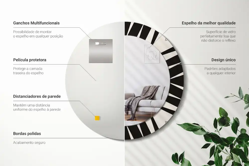 Kulaté dekorační zrcadlo na zeď abstraktní geometrie