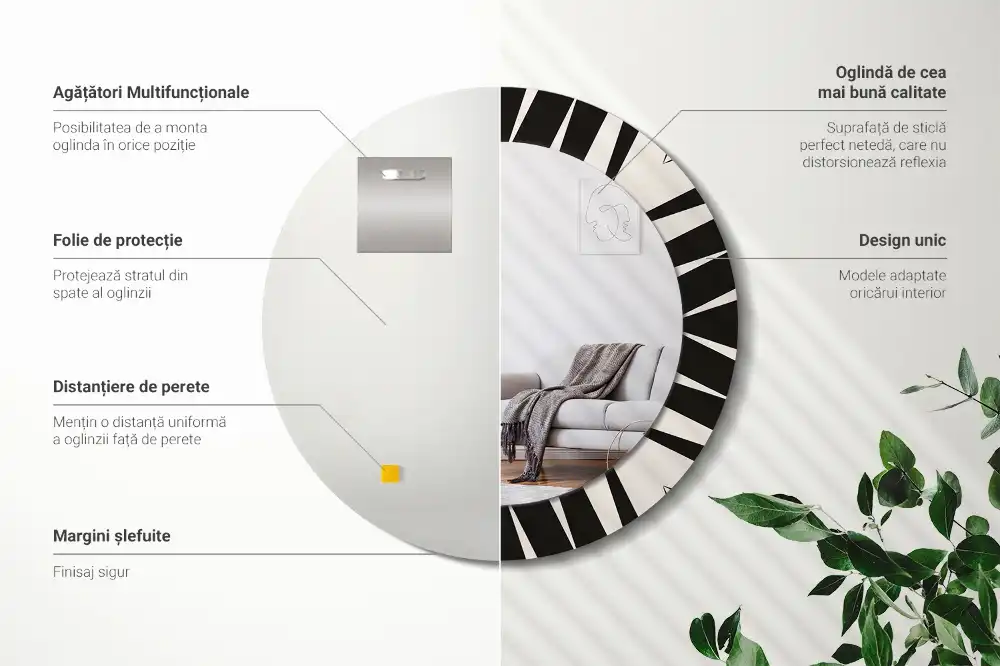 Kulaté dekorační zrcadlo na zeď abstraktní geometrie