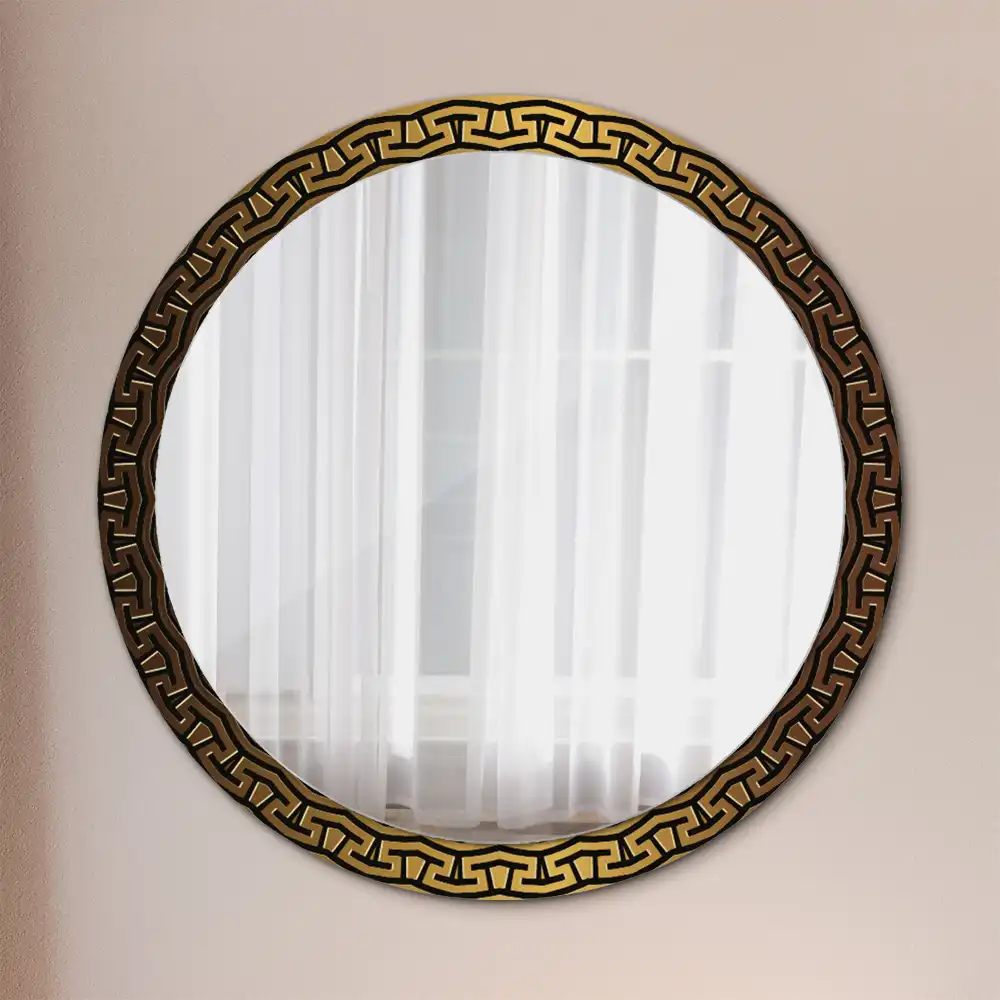 Kulaté zrcadlo tištěný rám řecký ornament