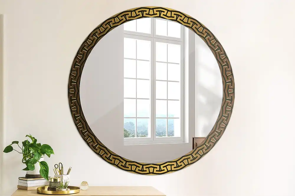Kulaté zrcadlo tištěný rám řecký ornament