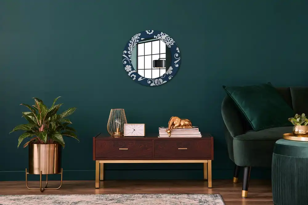 Kulaté dekorační zrcadlo na zeď vzor paisley