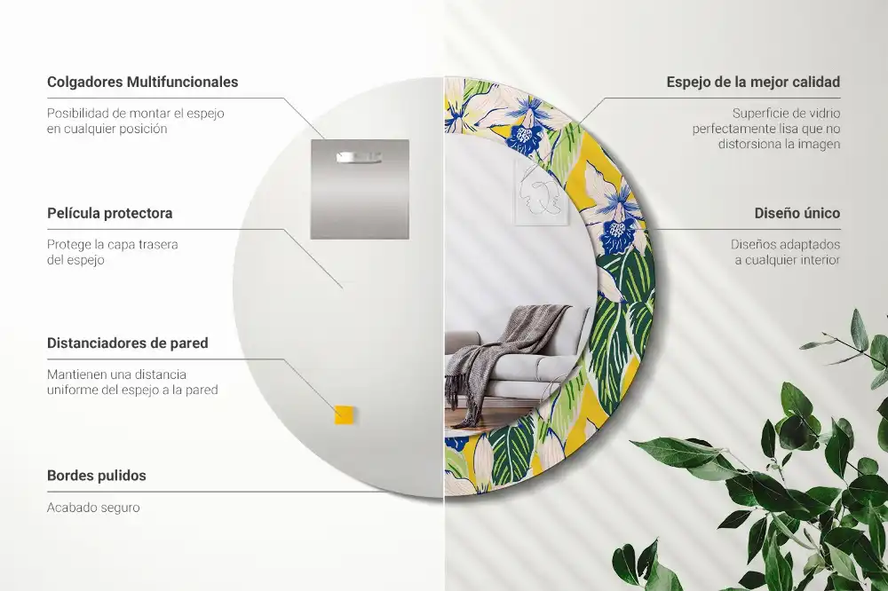 Kulaté zrcadlo tištěný rám orchimedie