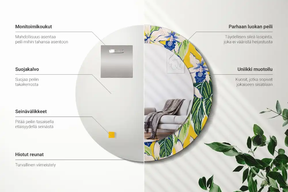 Kulaté zrcadlo tištěný rám orchimedie