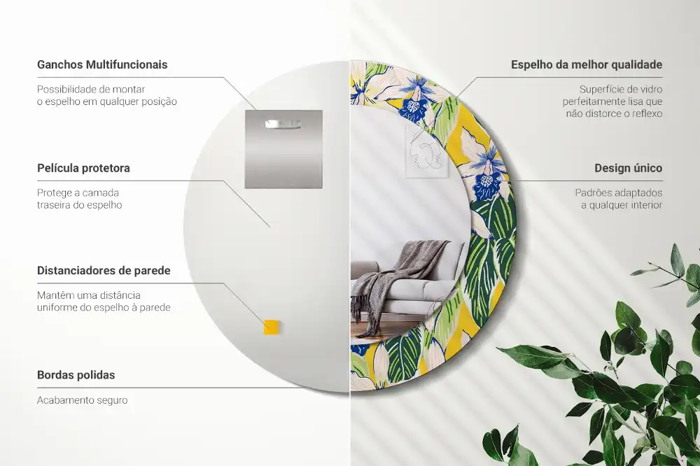 Kulaté zrcadlo tištěný rám orchimedie
