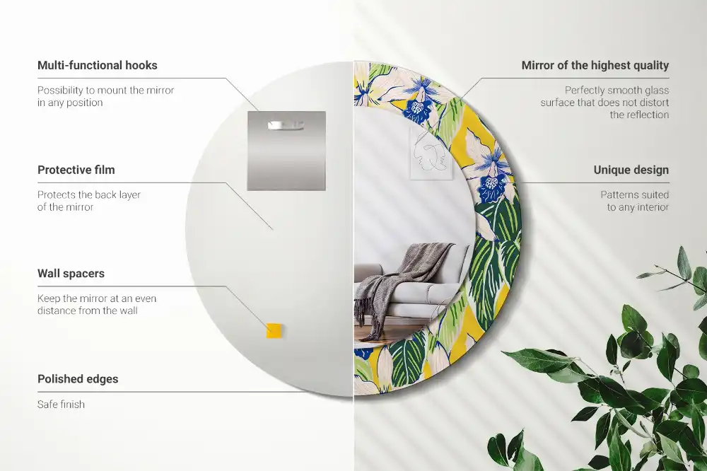 Kulaté zrcadlo tištěný rám orchimedie