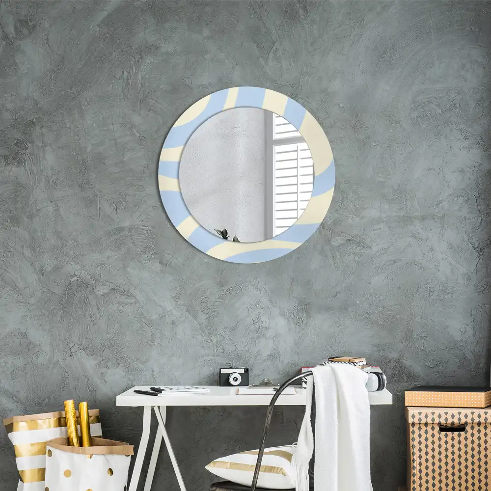 Kulaté zrcadlo tištěný rám abstraktní forma