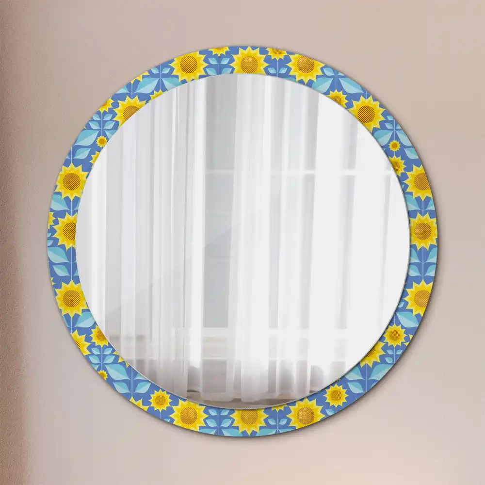 Kulaté dekorační zrcadlo na zeď geometrické slunečnice