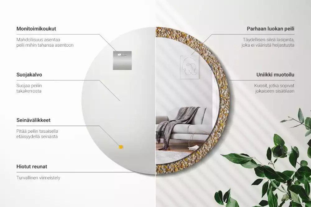 Kulaté dekorační zrcadlo na zeď vzor teraco