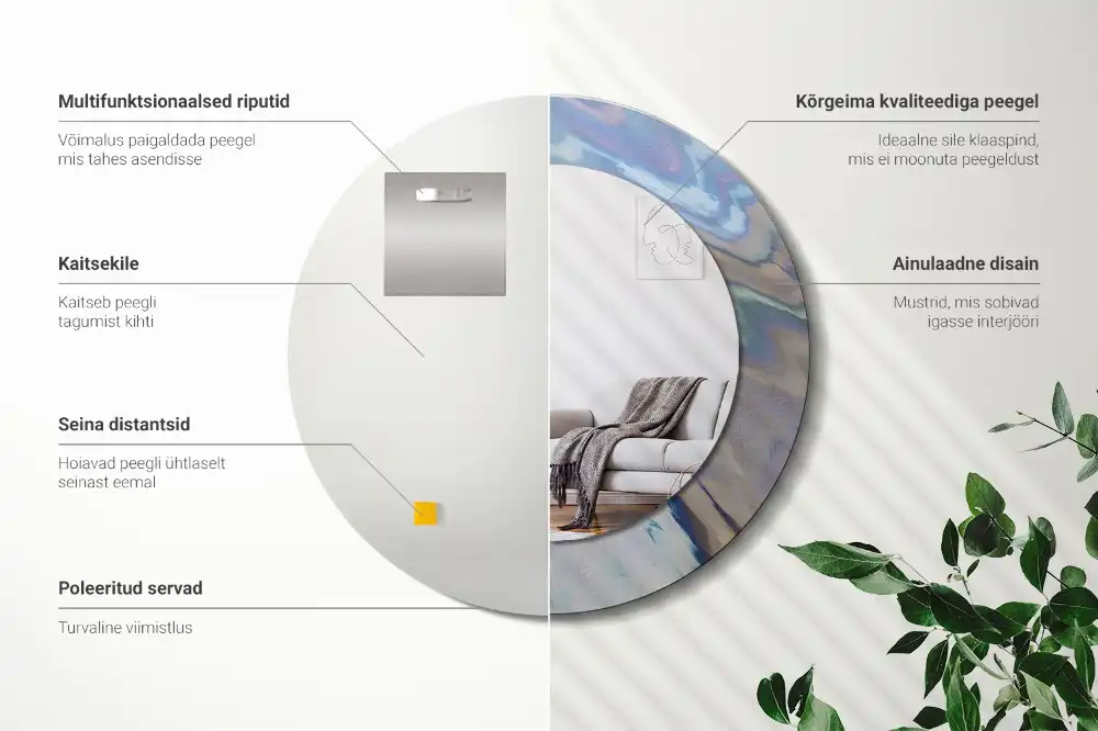 Kulaté dekorační zrcadlo na zeď abstraktní vlnky