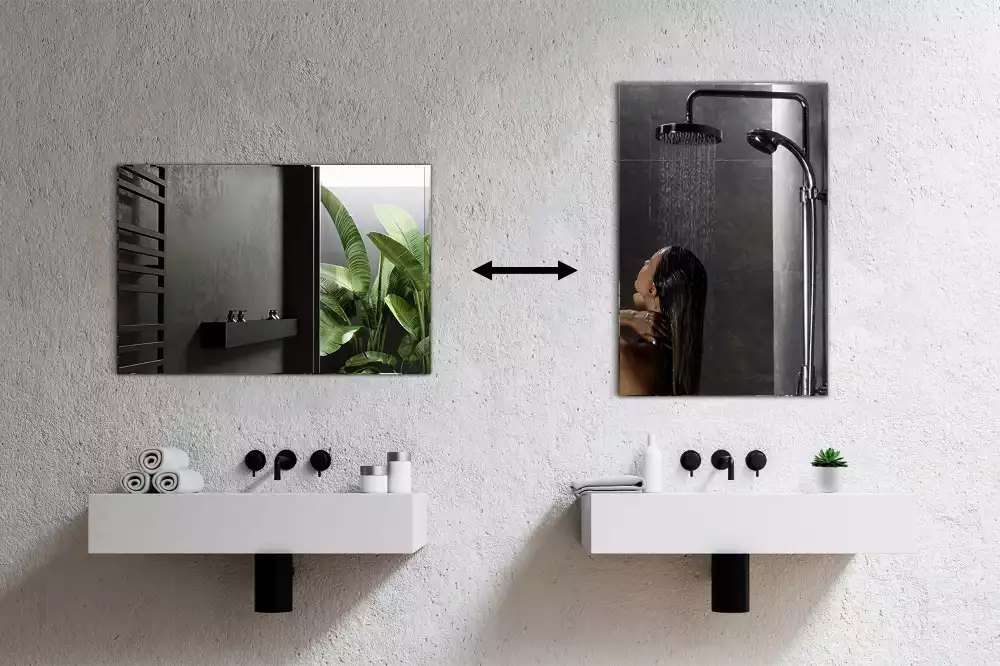 Nástěnné obdélníkové zrcadlo v moderním stylu bez rámu