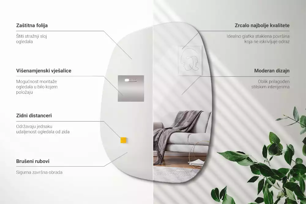 Zrcadlo ve tvaru skvrny jako moderní nástěnný akcent