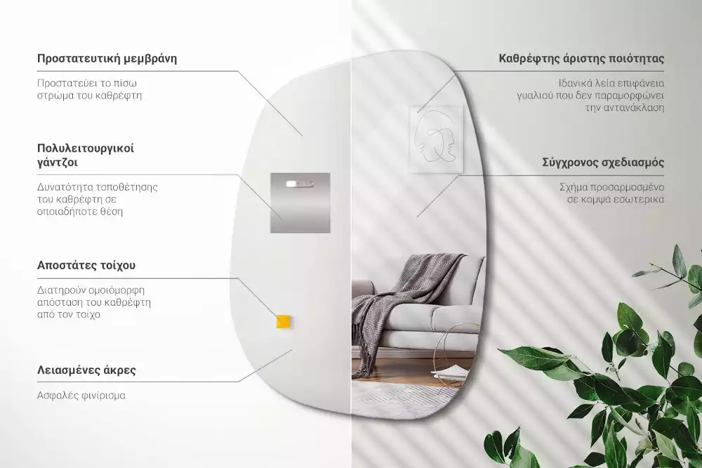 Zrcadlo ve tvaru skvrny jako moderní nástěnný akcent
