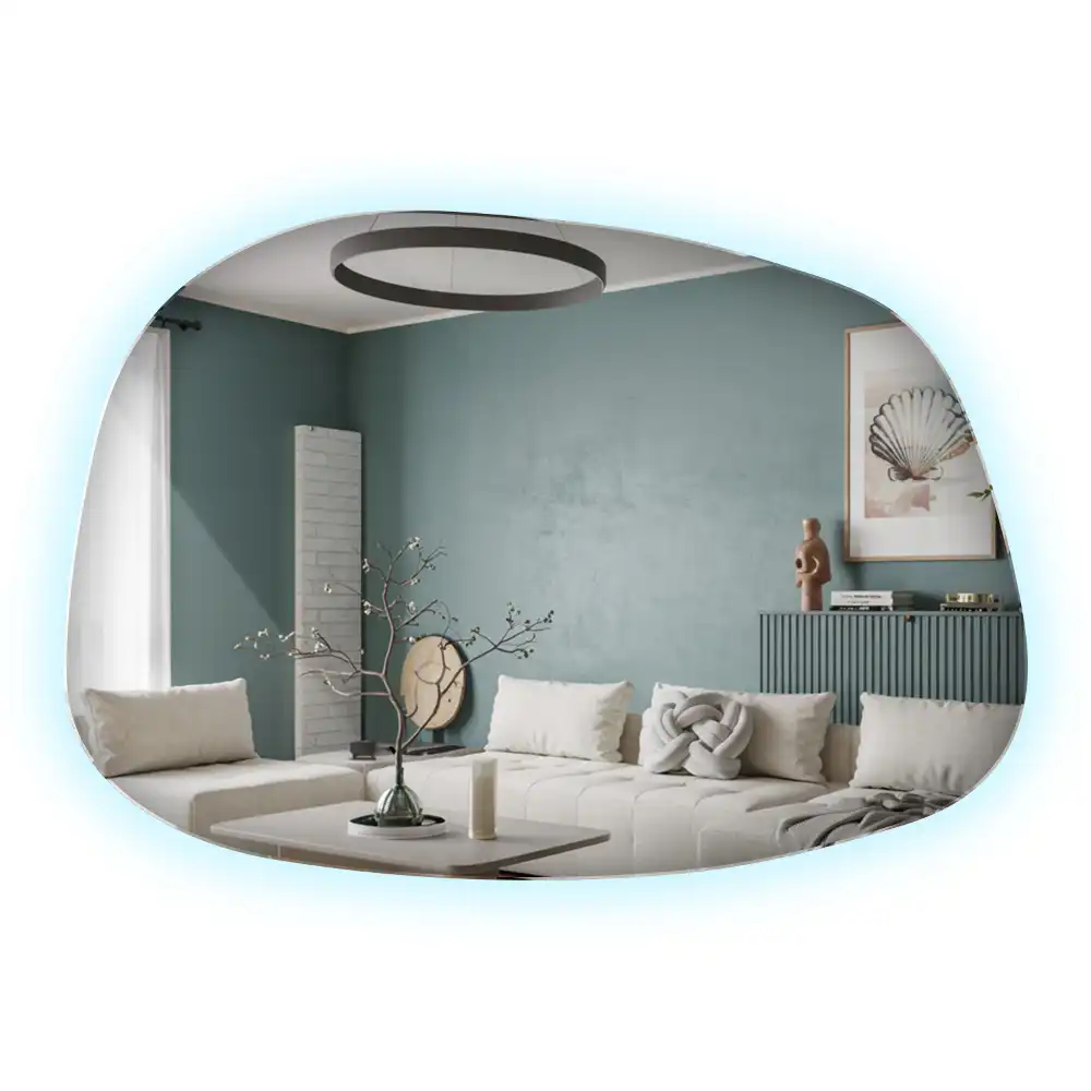 Nepravidelné zrcadlo ve tvaru skvrny s modernistickým designem